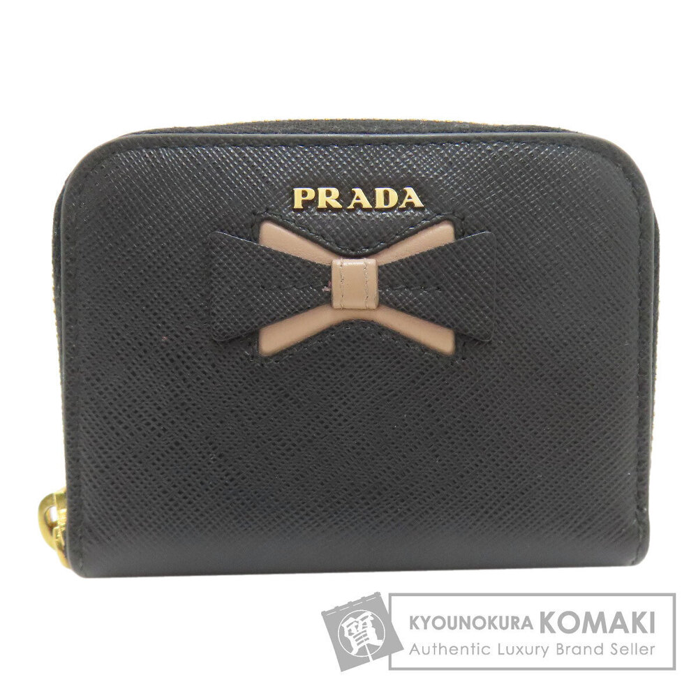 Prada Ribbon Motif coin case Wallet Saffiano Leather